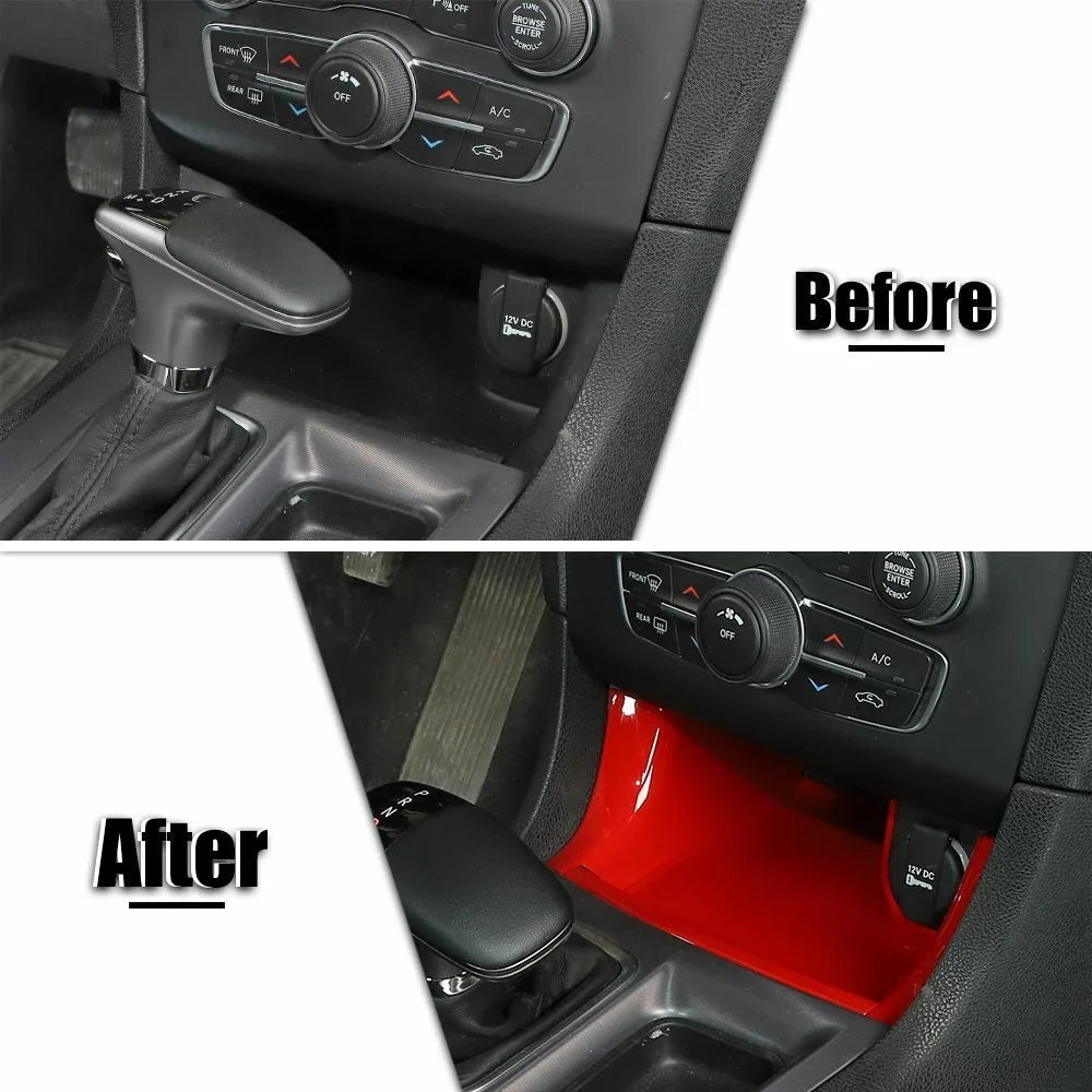 Center Red Gear Teledu ABS Trim Console Panel Shift Storage