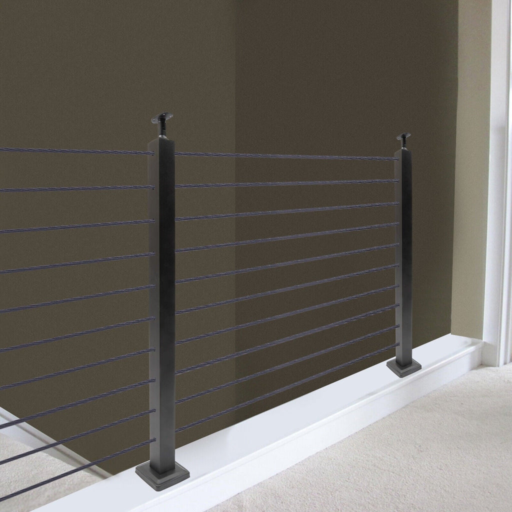 Concrete Railing Stainless Square Pre-Drilled Cable Sides Cable for Level Deck Two Post 36''x2''x2'' Wood Fence System Level Steel Post Railing
