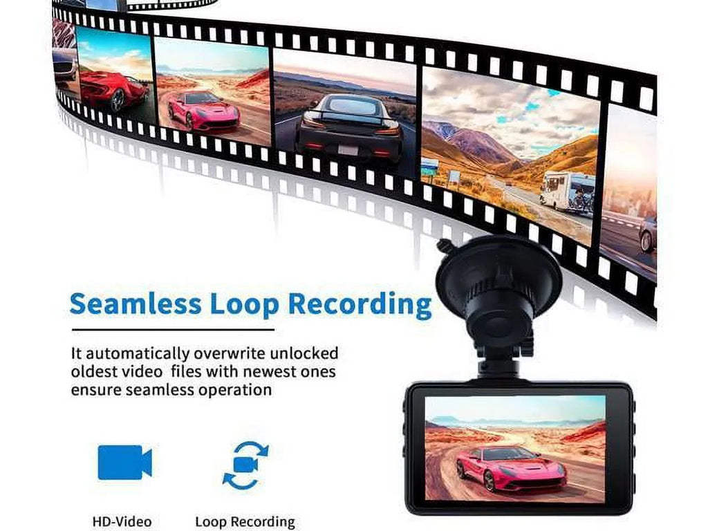 170° 1080P LCD Motion Cam Dashcam Detection, Display, G-Sensor, Wide Camera Full Mode, 3" Mounting Night WDR, Angle Vision, Cars Dash Options, HD, Video with Recorder Parking 2 On-Dashboard for
