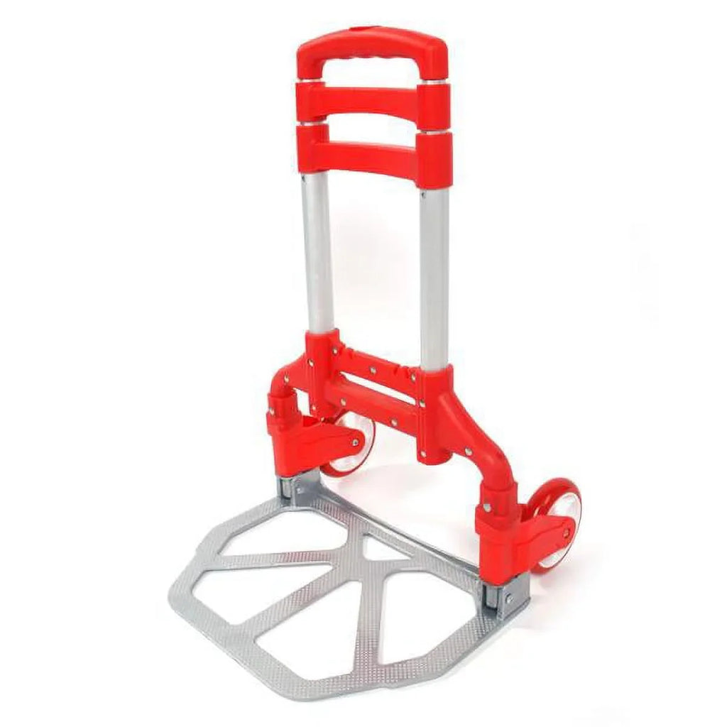 Red Trolley Truck Portable Luggage Collapsible Push Hand Dolly Cart Folding Aluminium