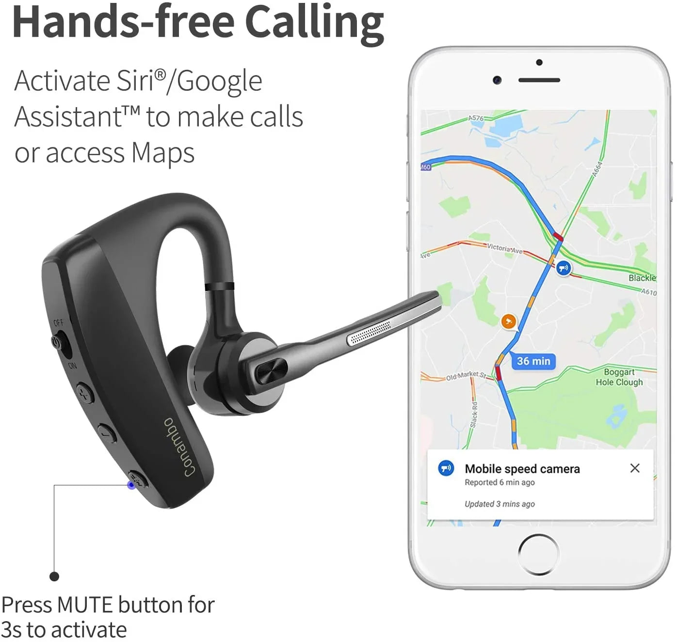Dual CVC8.0 Talktime Earpiece 5.1 Cancelling Bluetooth with 16Hrs Mic Noise Wireless Bluetooth
