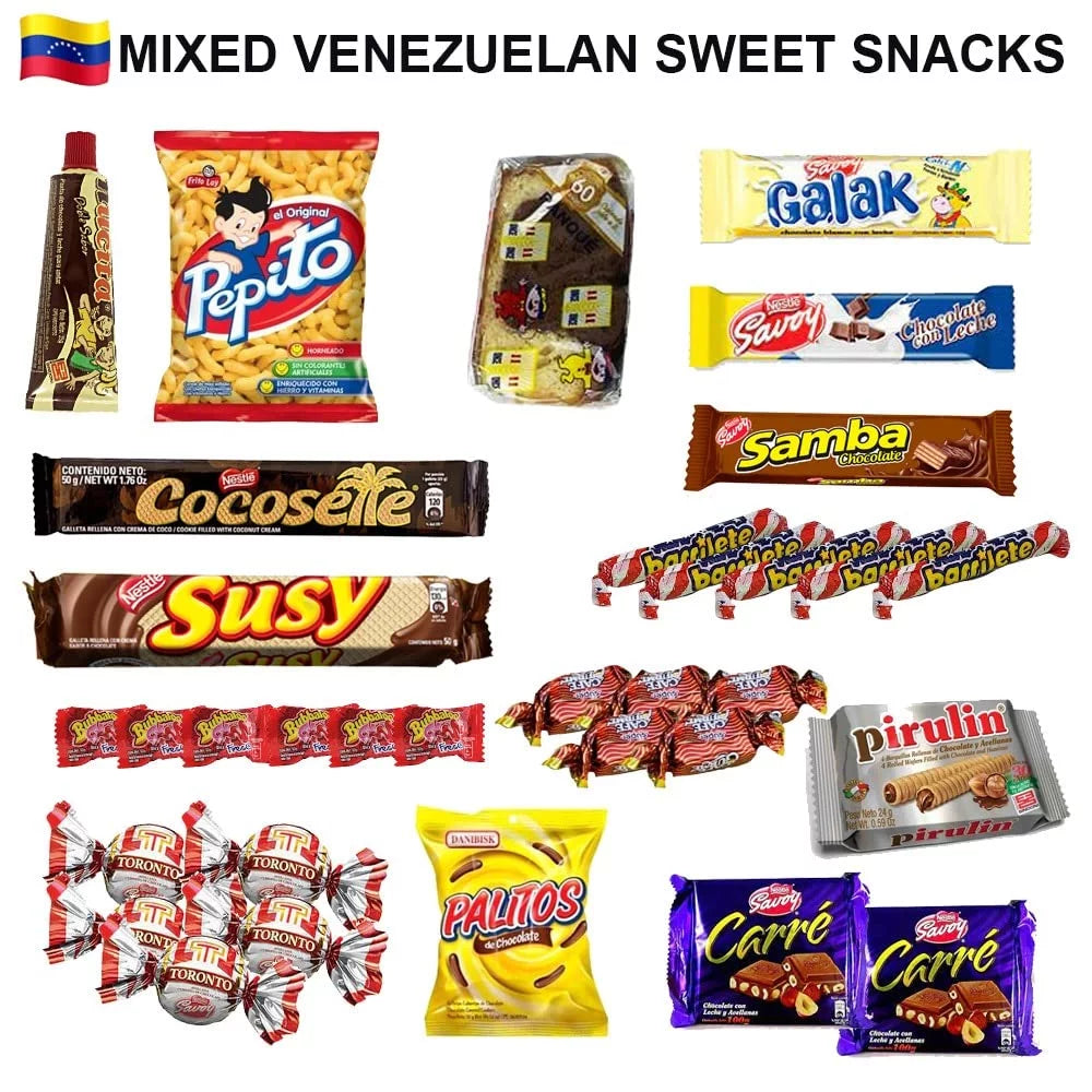 Crate Pack Candies Snacks Box Gift & Sweet SABOR Mix Toronto Cookies, LATIN Chips Food Assorted Venezuela Susy Chocolate Variety Cocosette