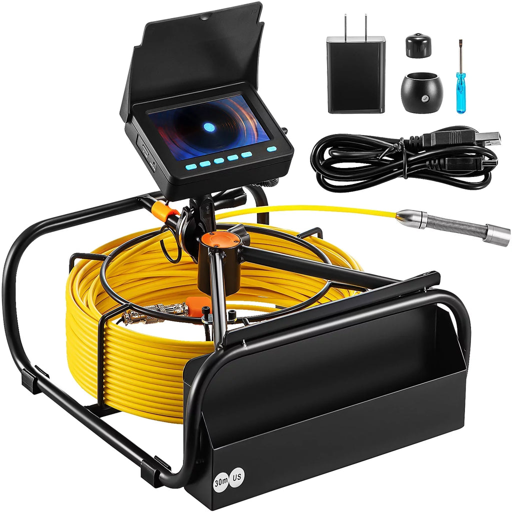 8500MAH Battery, 30M Camera, 98.4 Inspection Lithium Duct TFT Monitor with LCD Pipe Pipeline Camera FT, 4.3 Inch BENTISM Function, DVR LED, 6PCS Camera Camera Sewer Inspection