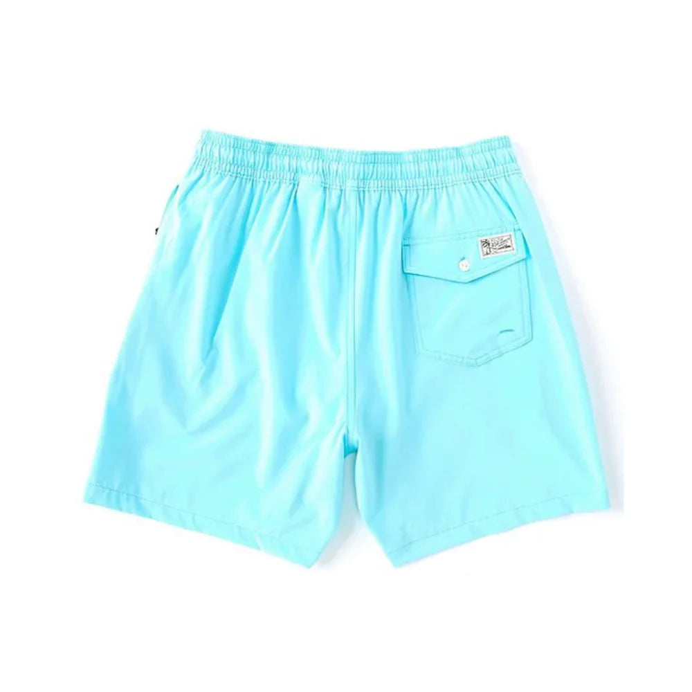 Inseam Lauren Swim Ralph BLUE L HAMMOND Traveler Solid Trunks 5.75 Polo