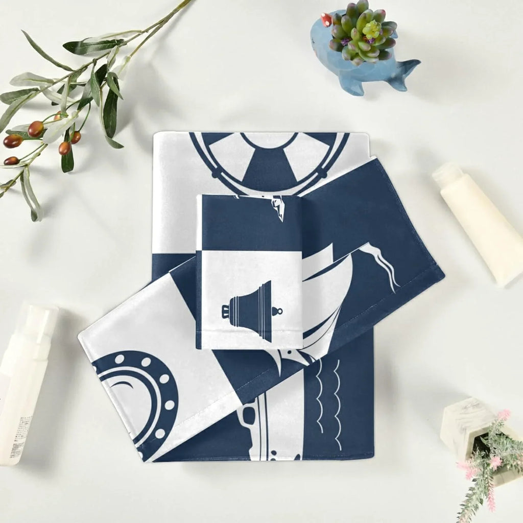Towels Bathroom Towels Hand Bath Checked Piece Sailing Decorative for Dreamtimes Sets Fingertip Lighthouse 3 Anchor Absorbent Towel Cotton Vessel Soft