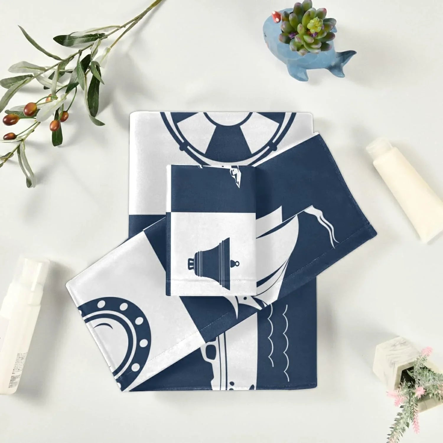 Towels Bathroom Towels Hand Bath Checked Piece Sailing Decorative for Dreamtimes Sets Fingertip Lighthouse 3 Anchor Absorbent Towel Cotton Vessel Soft