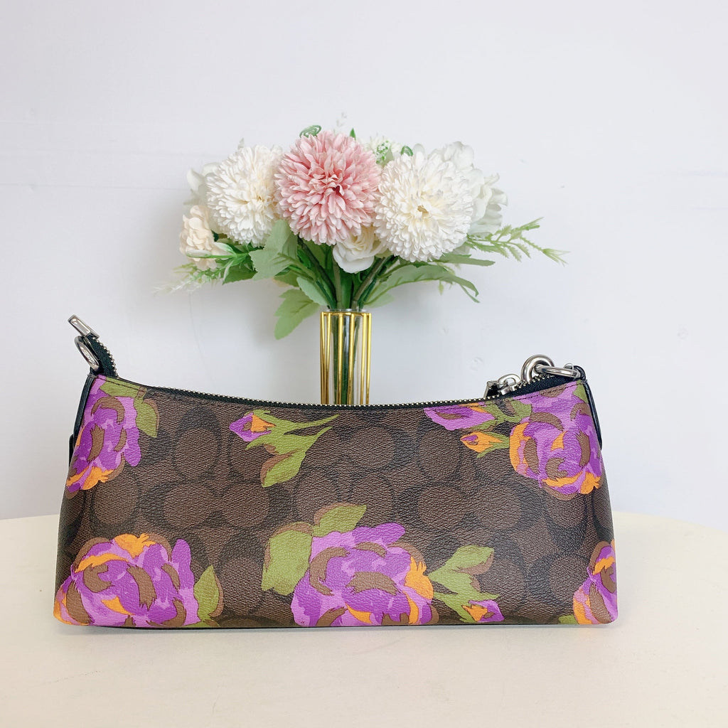 Charlotte Canvas Print Multi Iris Coach Signature Rose In IN Bag Shoulder CL406 With Brown