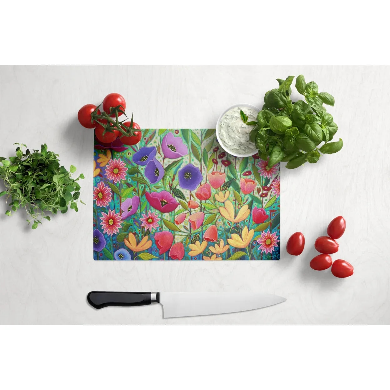 Enchanted Large, x 12H 16W, multicolor Cutting Board Treasures Flowers PPD3013LCB Carolines Glass Garden