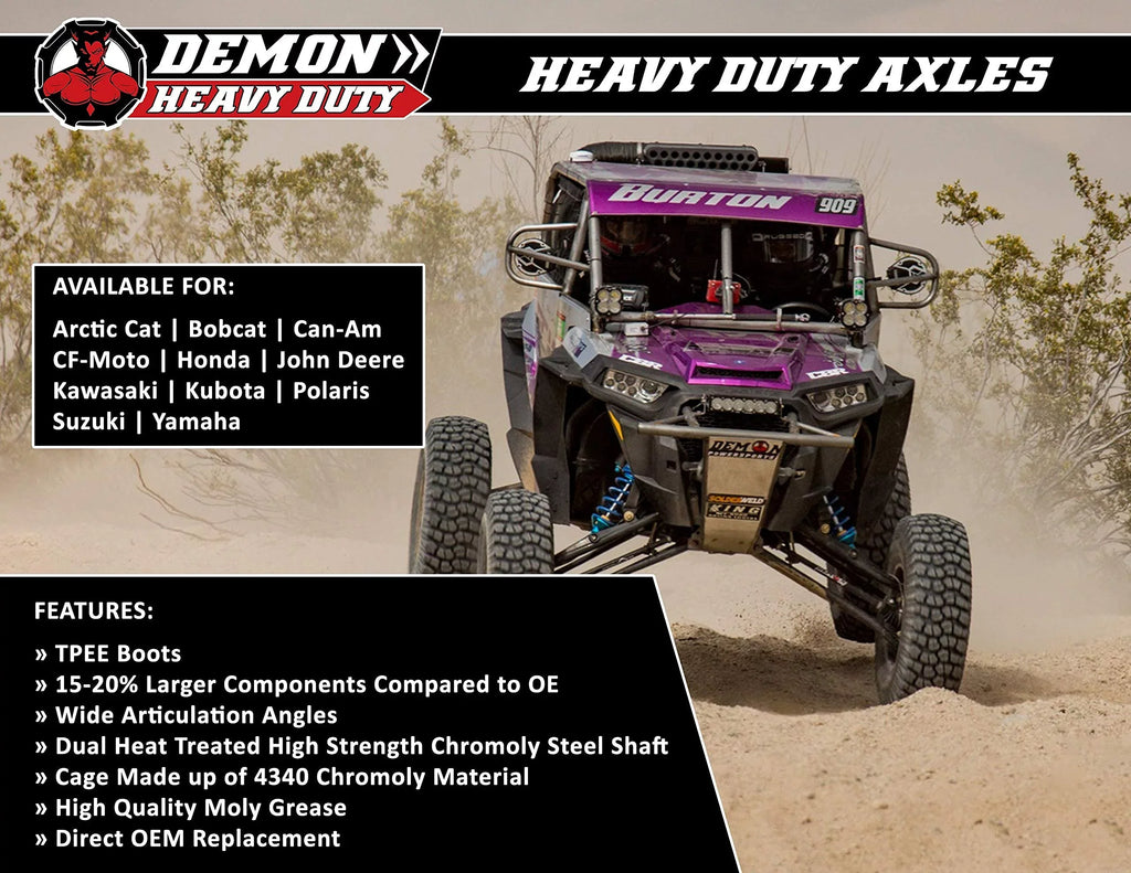 Steel, of Heat Dual Powersports Axle 4340 Treated (2016-19) Precision Grizzly/Kodiak, Left/Right Wider Angles (2007-14) Yamaha High Front Duty Strength, Demon Made Grease Heavy & Molybdenum Chromoly