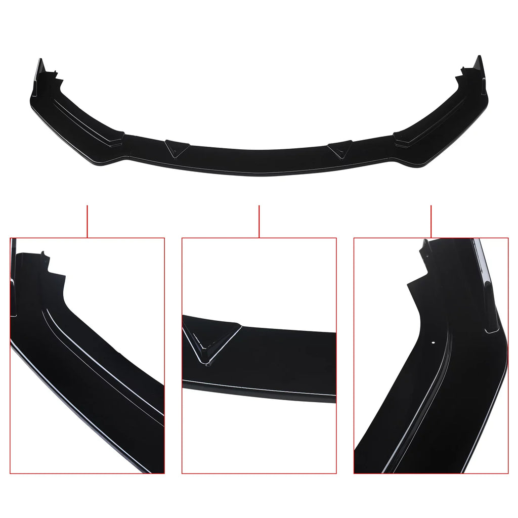 Lip Q60 Infiniti NINTE for Gloss Front 3PCS Bumper Black 2017-2023