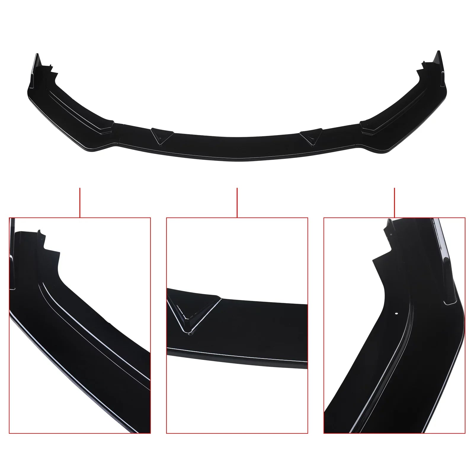 Lip Q60 Infiniti NINTE for Gloss Front 3PCS Bumper Black 2017-2023