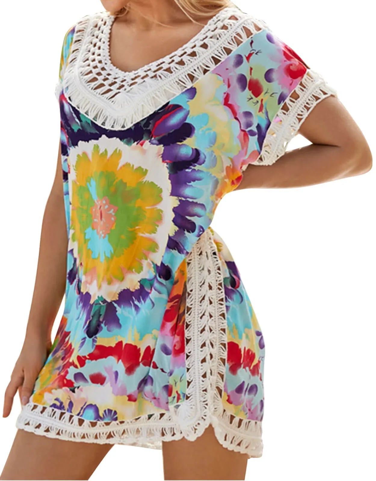 Suit Cover Coverup Bathing Hollow ups Plus Size Floral Swimwear Dress Coverups Out Print Bikini Beach Swimsuit