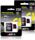 Compatible Camera, 256GB Go U4 V30, Tablets, Cam addlink Adapter 2-Pack + for Android Smartphones, Dash roSDXC UHS-1