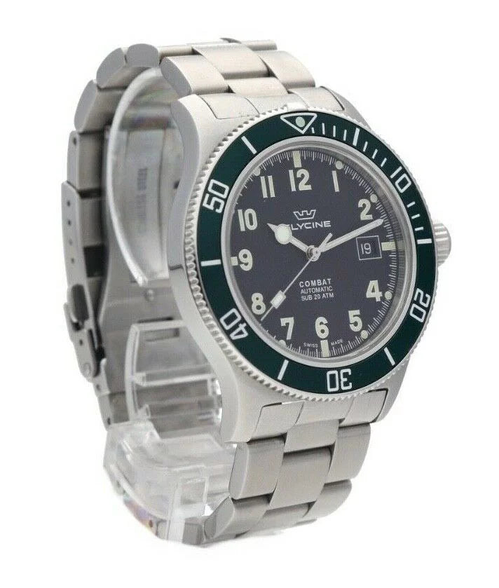 Men's Bezel Steel GL.0253 Green 42mm Combat Automatic Stainless Watch Glycine