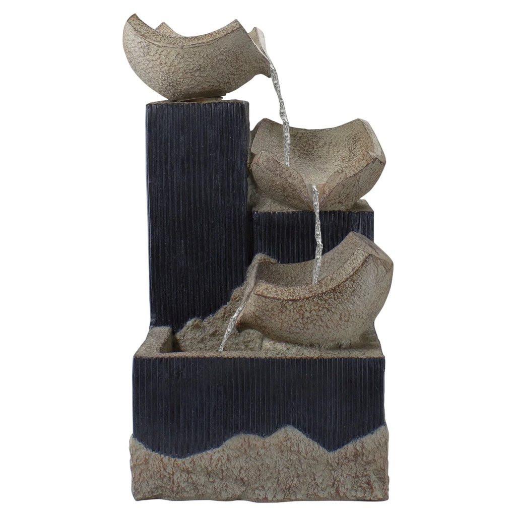 Bowl Outdoor LED Fountain 3-Tier Northlight Lighted 21" Water Cascading
