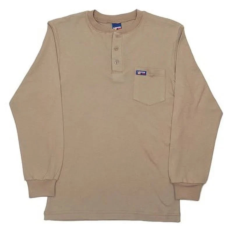 Flame-Resistant Sleeve FR Khaki, Unit) Cal Henley Lapco Small Shirt, FR (1 Long 8.9