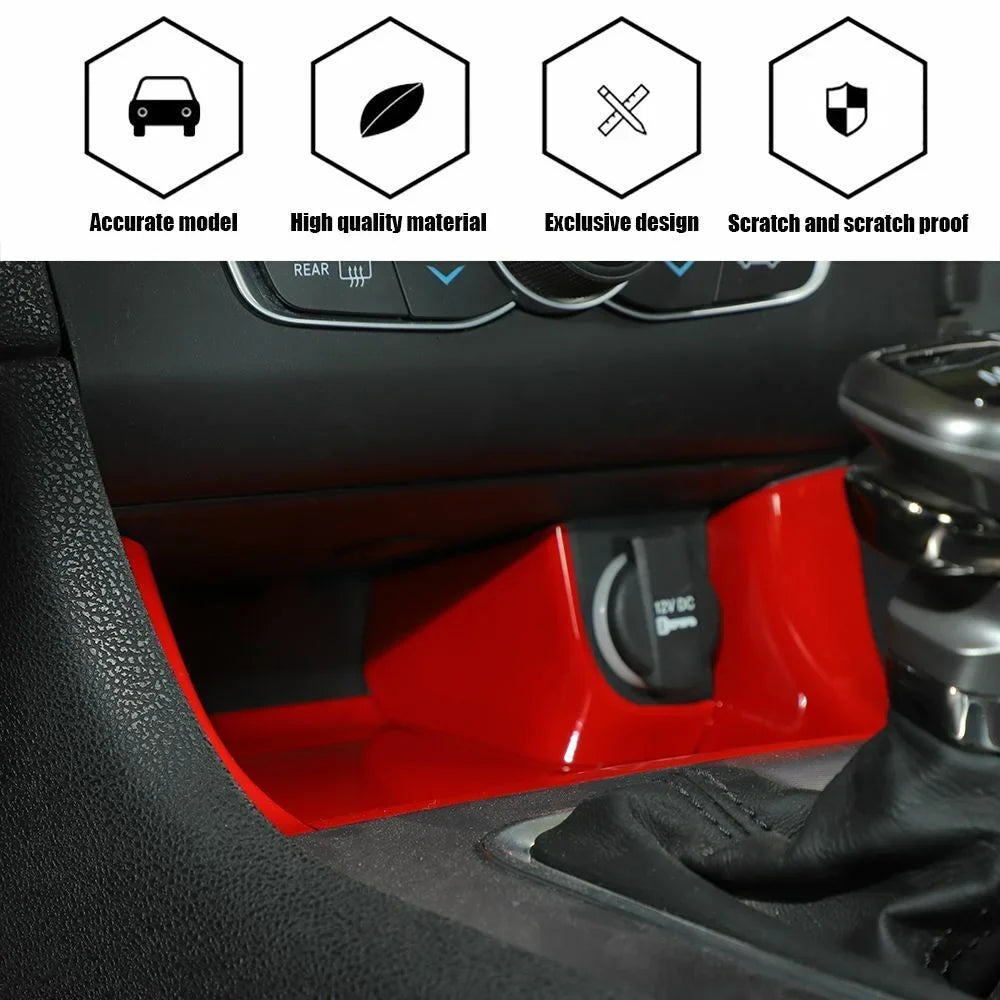 Center Red Gear Teledu ABS Trim Console Panel Shift Storage