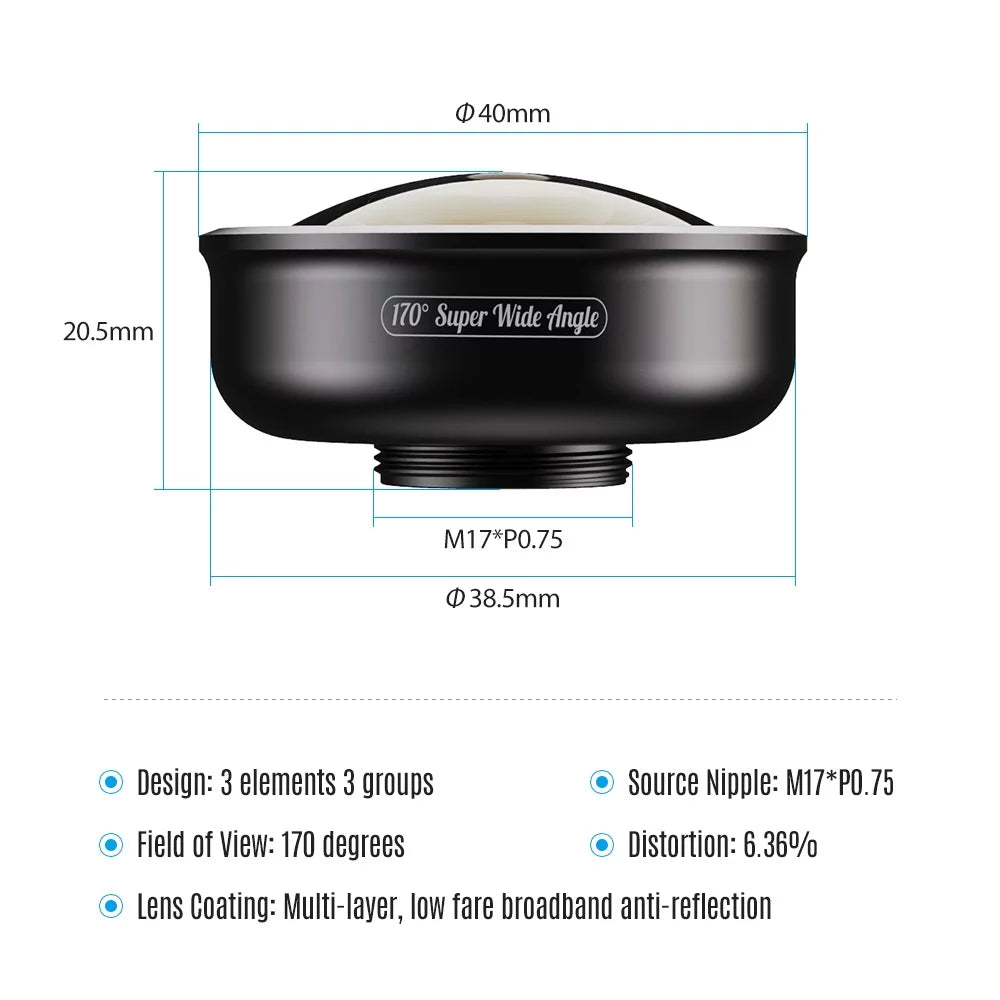 Smartphone APEXEL Angle Super Single APL Galaxy HD5SW Dual for Lens Smartphones Pixel for Lens / Lens Wide 170°