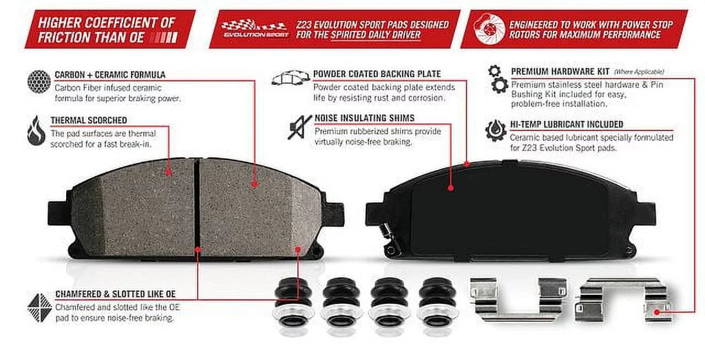 2019 Stop Fits Power X3 Evolution BMW Ceramic Brake Carbon-Fiber Z23 Z23-1473 Pads Rear