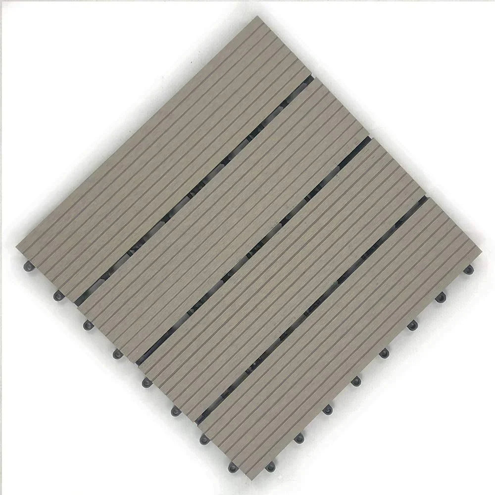 Tiles Pcs) Easy RevTime (9 x x 3/4”, Wood-Plastic DIY 12" 12" Gray Deck