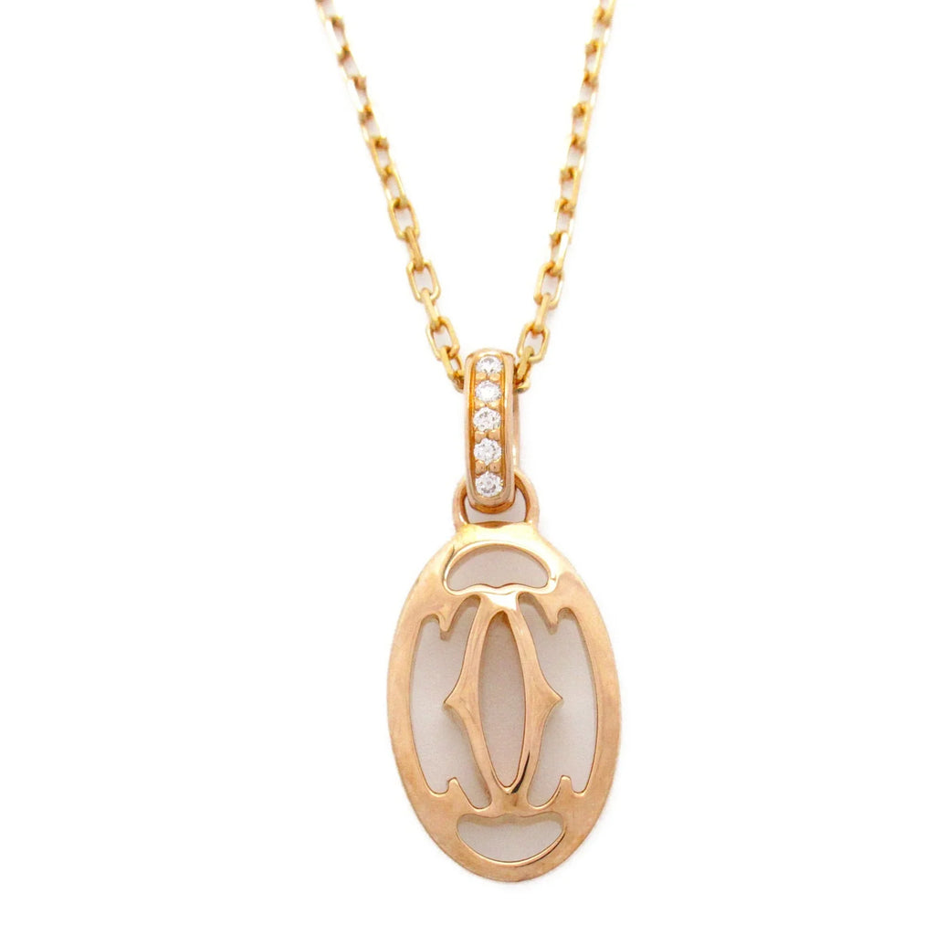 double Gold) Clear Necklace Logo Pre-Owned diamond (Good) K18PG(Rose Clear Necklace CARTIER