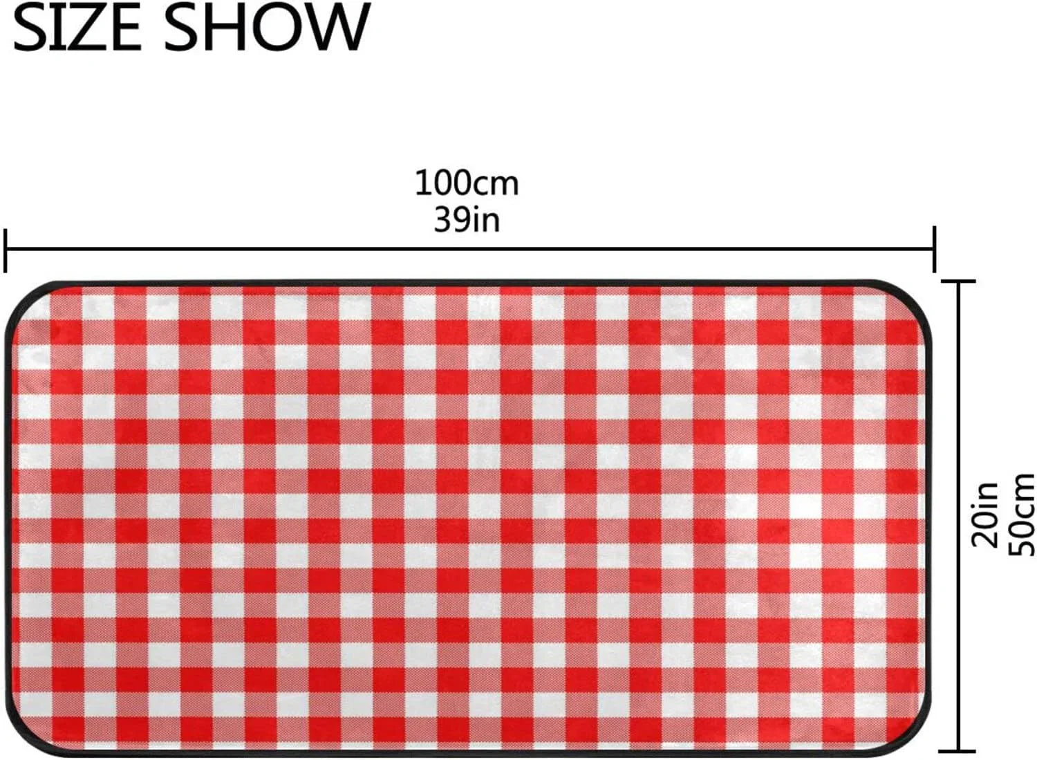 Kitchen Plaid 39 Bestwell Bedroom Mat Mat Slip White Red for Rug Waterproof Washroom Rug Comfort Sink 20 Kitchen inch Non Kitchen and Anti-Fatigue Washable x Floor