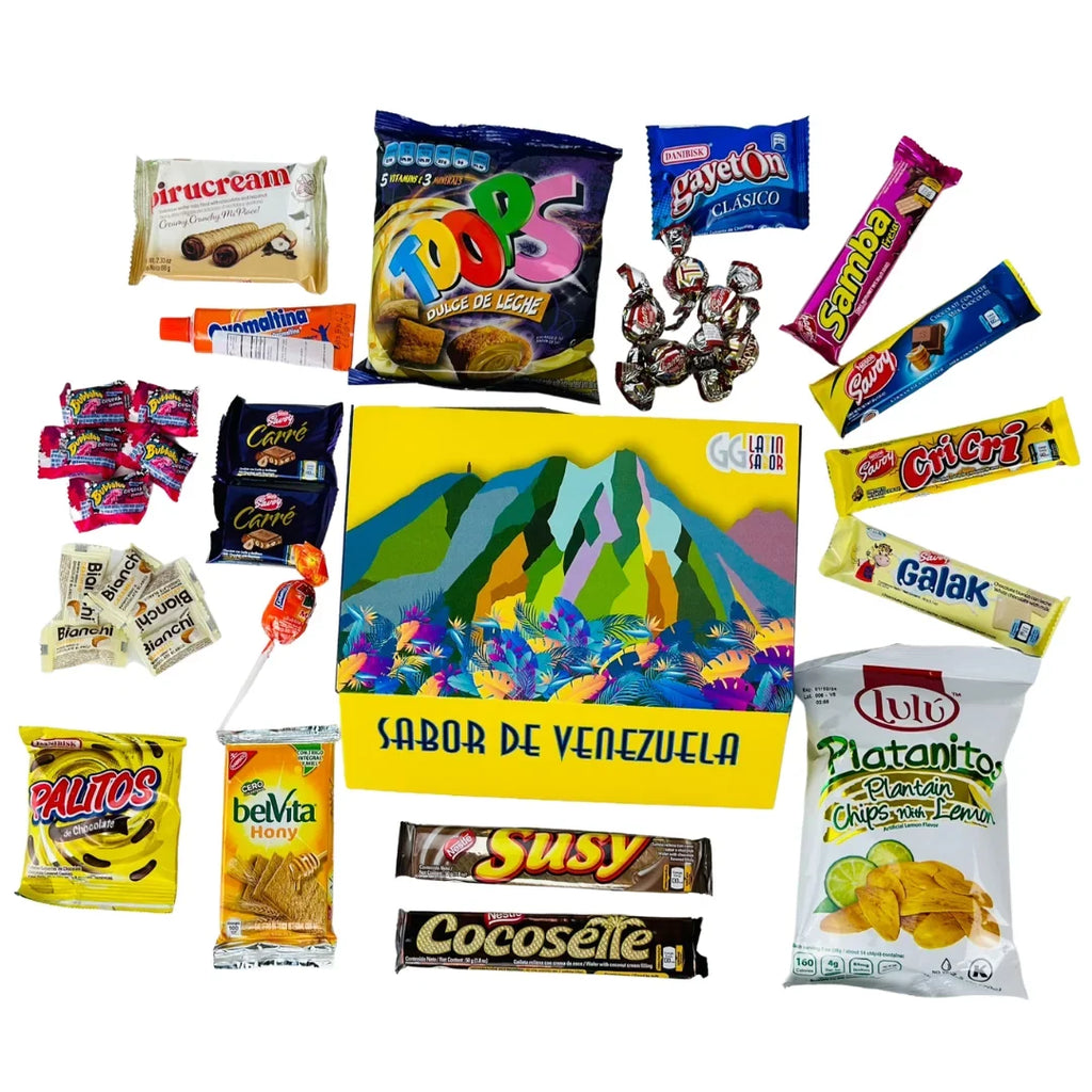 Crate Pack Candies Snacks Box Gift & Sweet SABOR Mix Toronto Cookies, LATIN Chips Food Assorted Venezuela Susy Chocolate Variety Cocosette