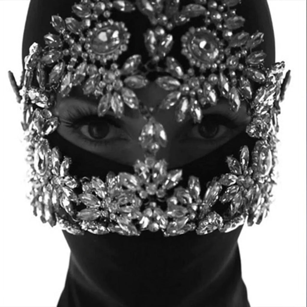 Rhinestone Masks Masquerade Women Face Face for Chain Mask Crystal Mask Halloween