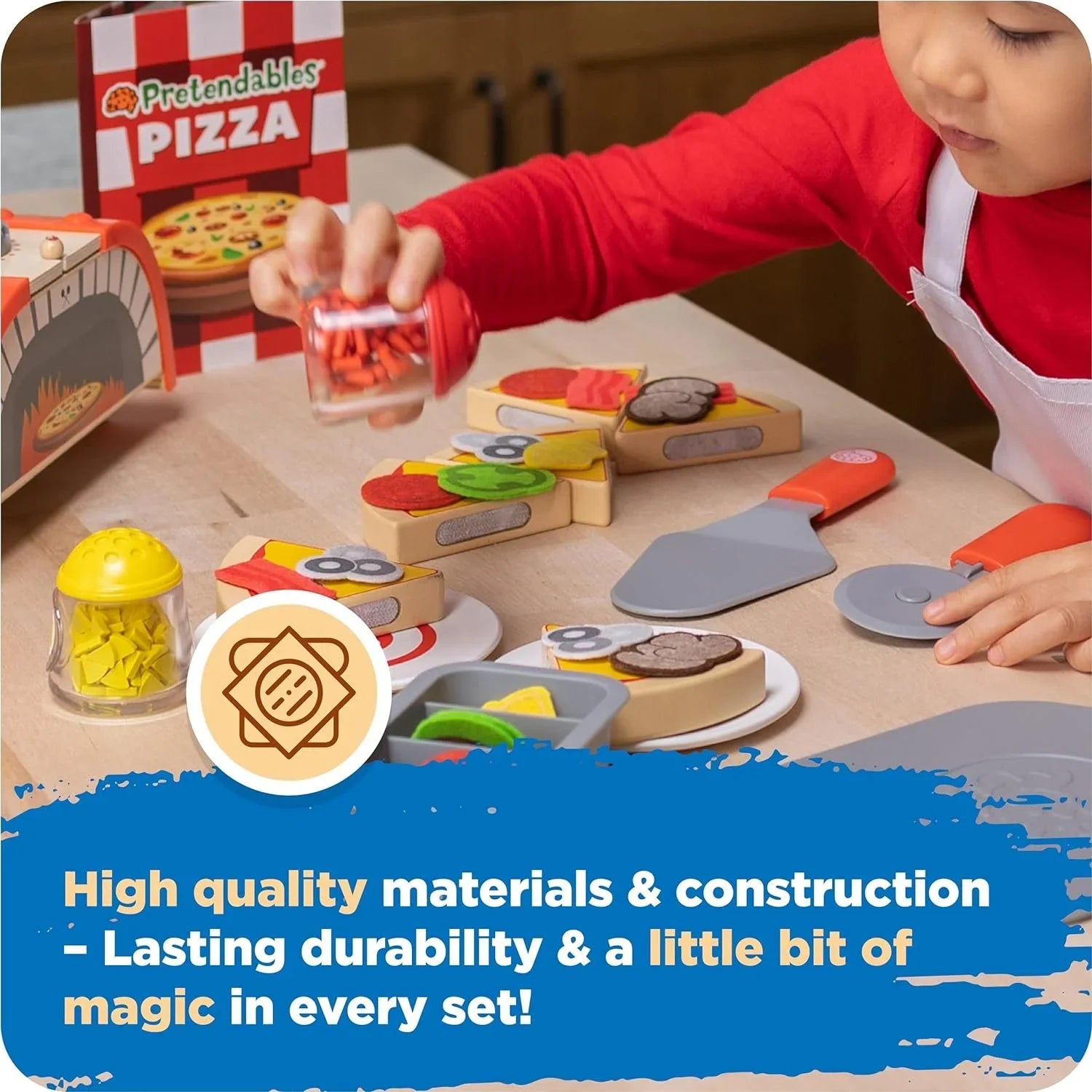 Storage, Set Pretend with - Oven Playset Fat Brain Pretendables Pizza Toys 3+ Backyard