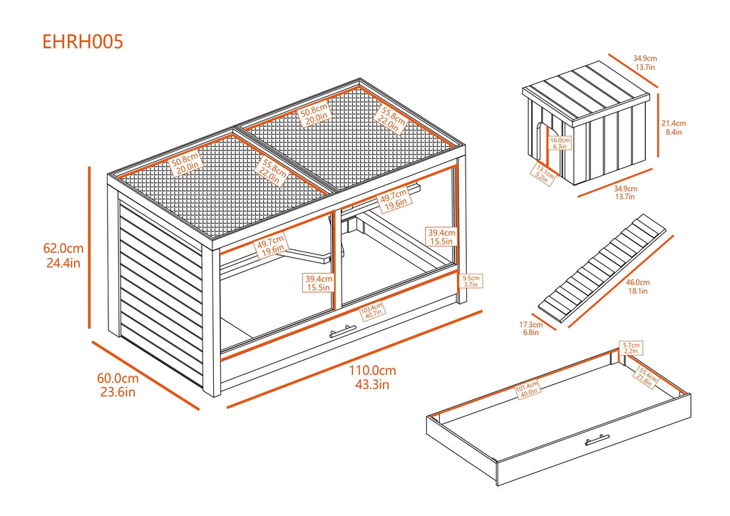 Jumbo Park Rabbit Grey Hutch ECOFLEX® Avenue Habitat-Nantucket Indoor