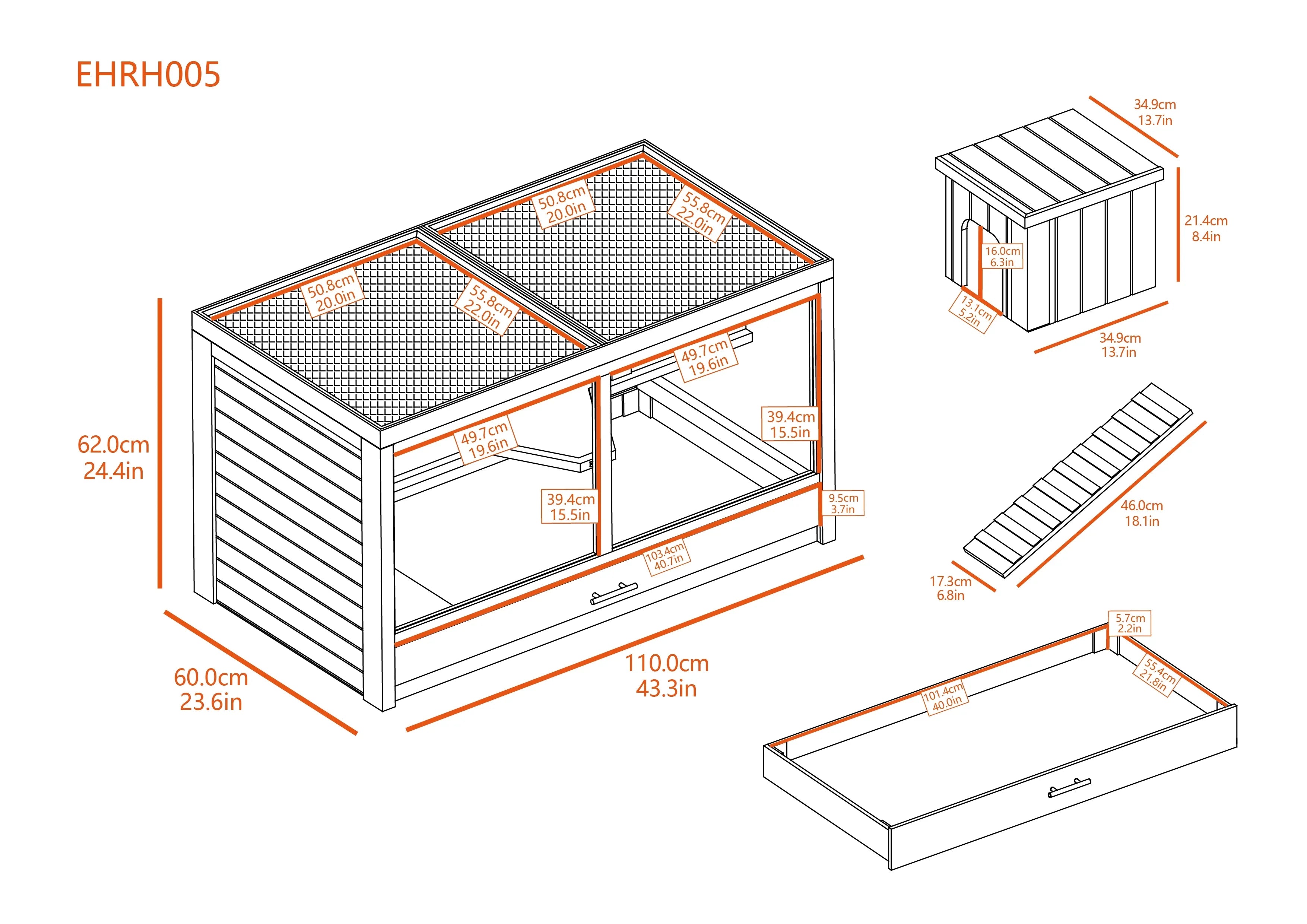 Jumbo Park Rabbit Grey Hutch ECOFLEX® Avenue Habitat-Nantucket Indoor
