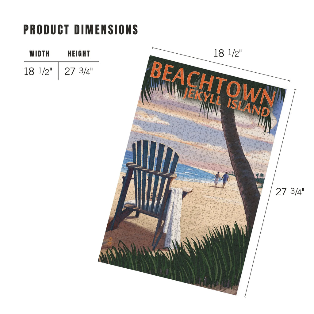 Piece Puzzle, on Island, the Jekyll Beachtown, Georgia, Lantern Chair Beach Jigsaw Adirondack 1000 Press