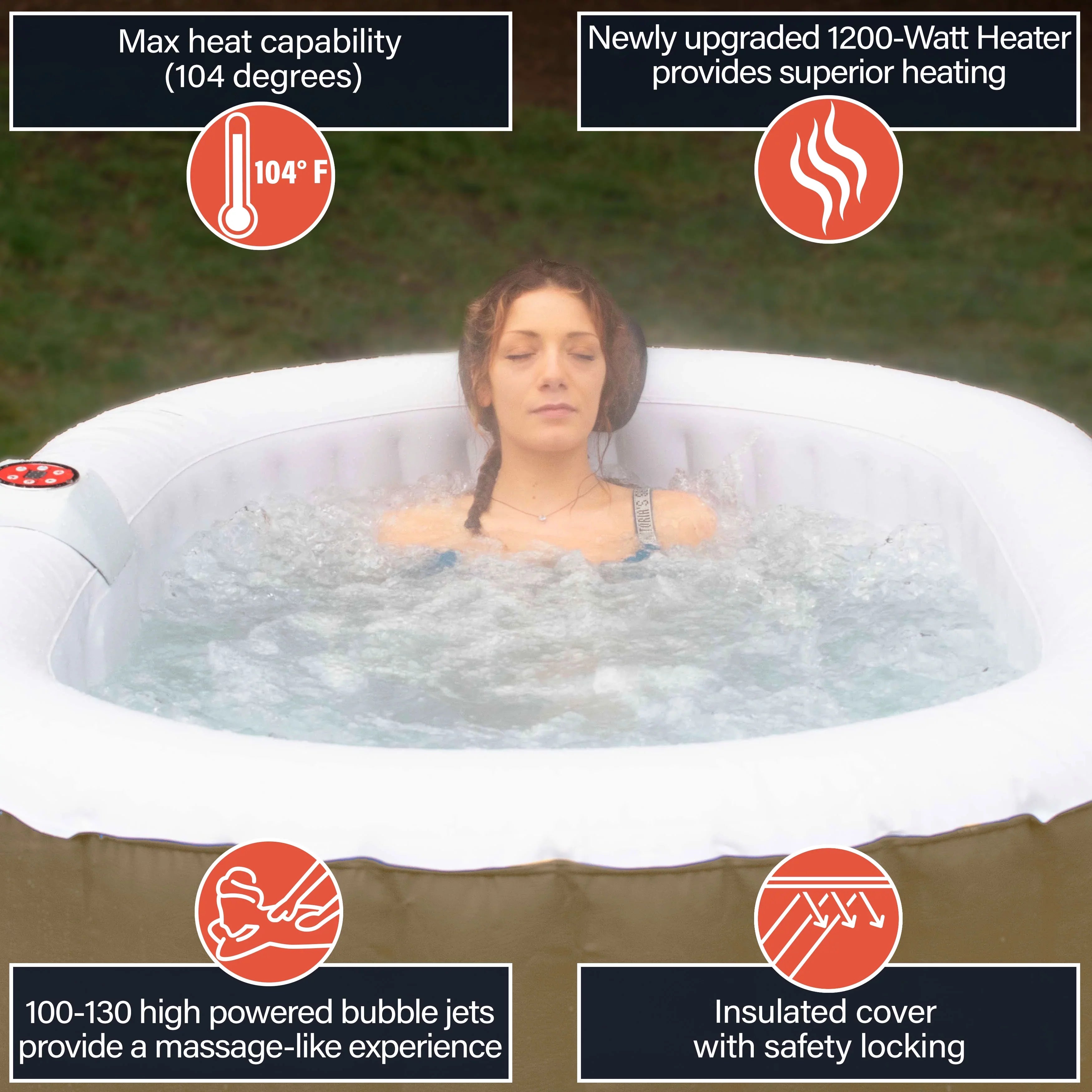 ALEKO Inflatable with Brown Cover Hot Gallon Oval 2 Jetted 145 Person Tub