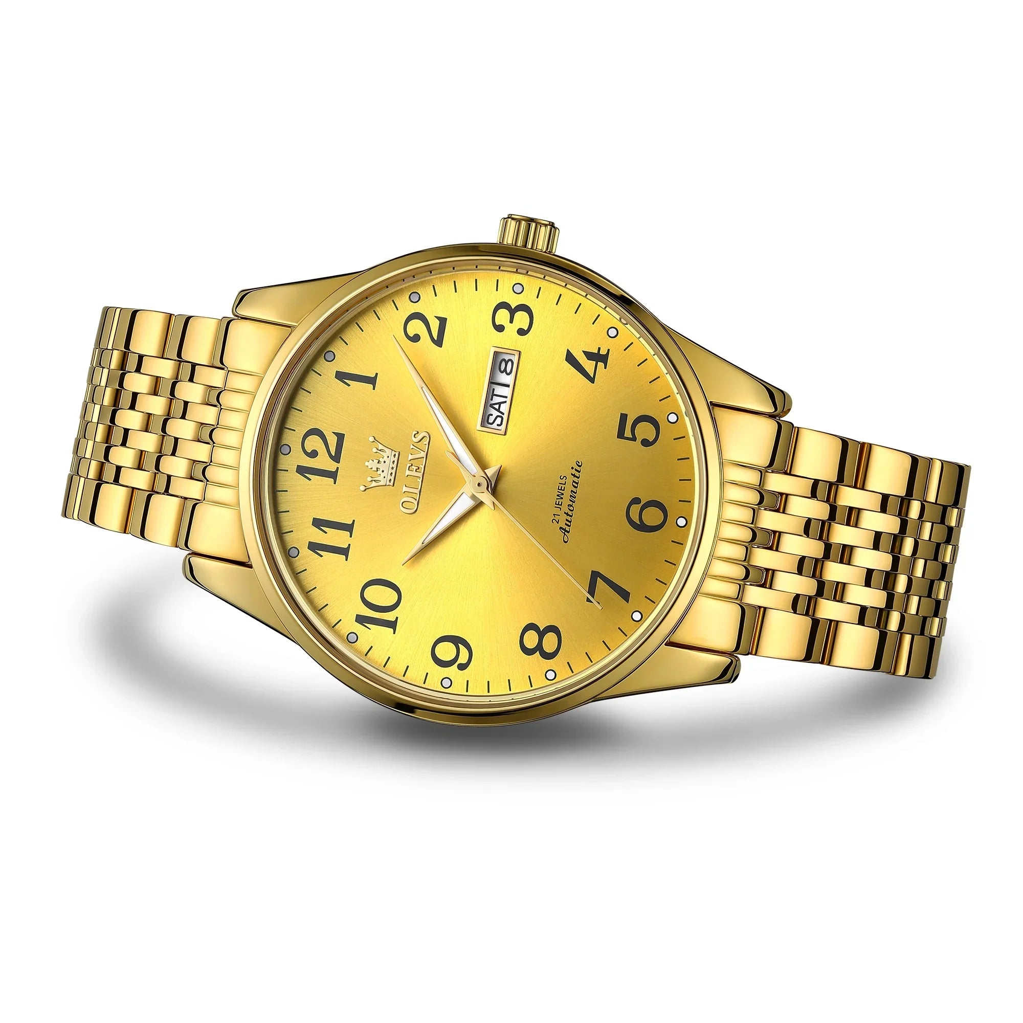Hombre, Adult Dial Large Gifts Male Wristwatch Arabic Watch Reader Gold Face Winding Reloj Self for Men, Numerals Men Easy Para for OLEVS Waterproof