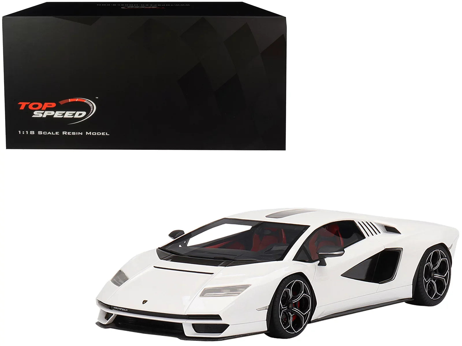 by Model with LPI Black Top 1/18 Lamborghini Diecast Siderale Speed Countach Bianco 800-4 Accents Car White