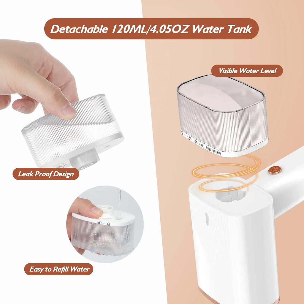 Heat Steamer Brush 1000W with Electric Foldable Travel Clothing Water Steamer Tank, 30S Garments Portable up Wrinkles for White Remover 120ML Handheld iMounTEK
