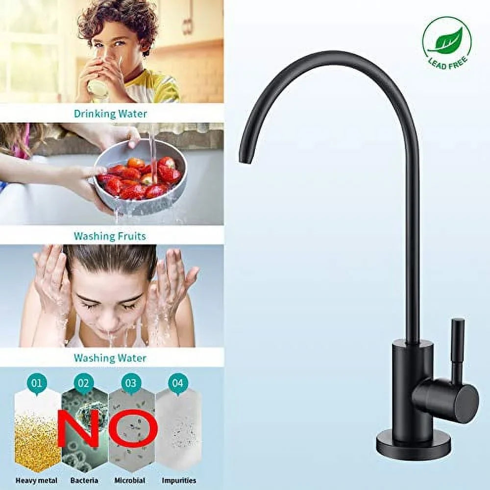 Water Faucet, Filtration Faucet, Faucet Systems, Filtered MIAOHUI Drinking Fits Steel Most Modern Reverse (Black) Osmosis Lead-Free, RO Gap, Non-Air Stainless Faucet Kitchen Water Water