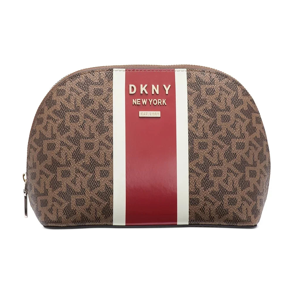DKNY Cosmetic Logo – Brown/Red Whitney Pouch