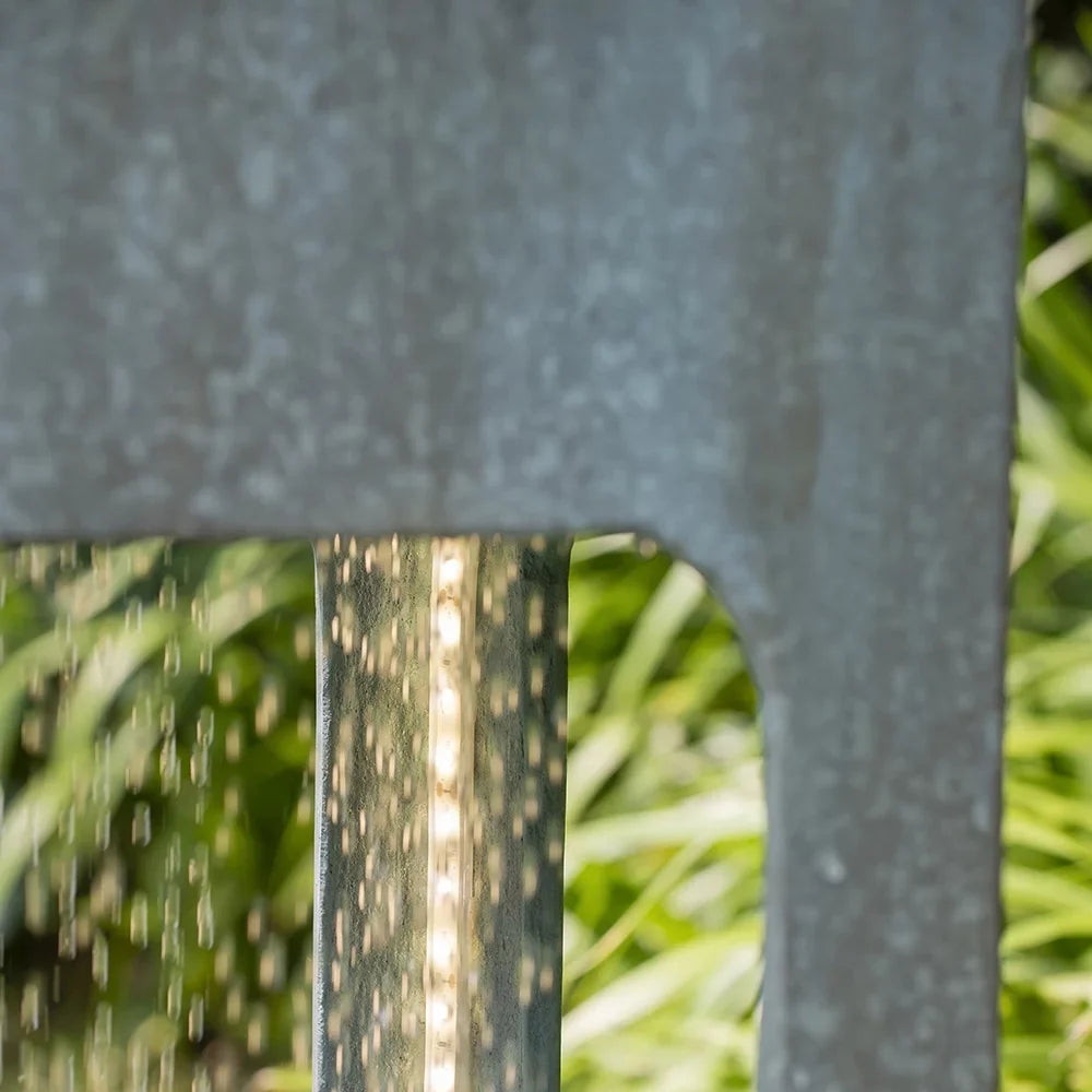 Homiyad with Fountain, Water Water Feature Blue Contemporary Tall Raindrop & Lawn, Light Deck Cement/Concrete Patio Outdoor Sphere Antique Fountain, for Outdoor 13X13X44" Garden,