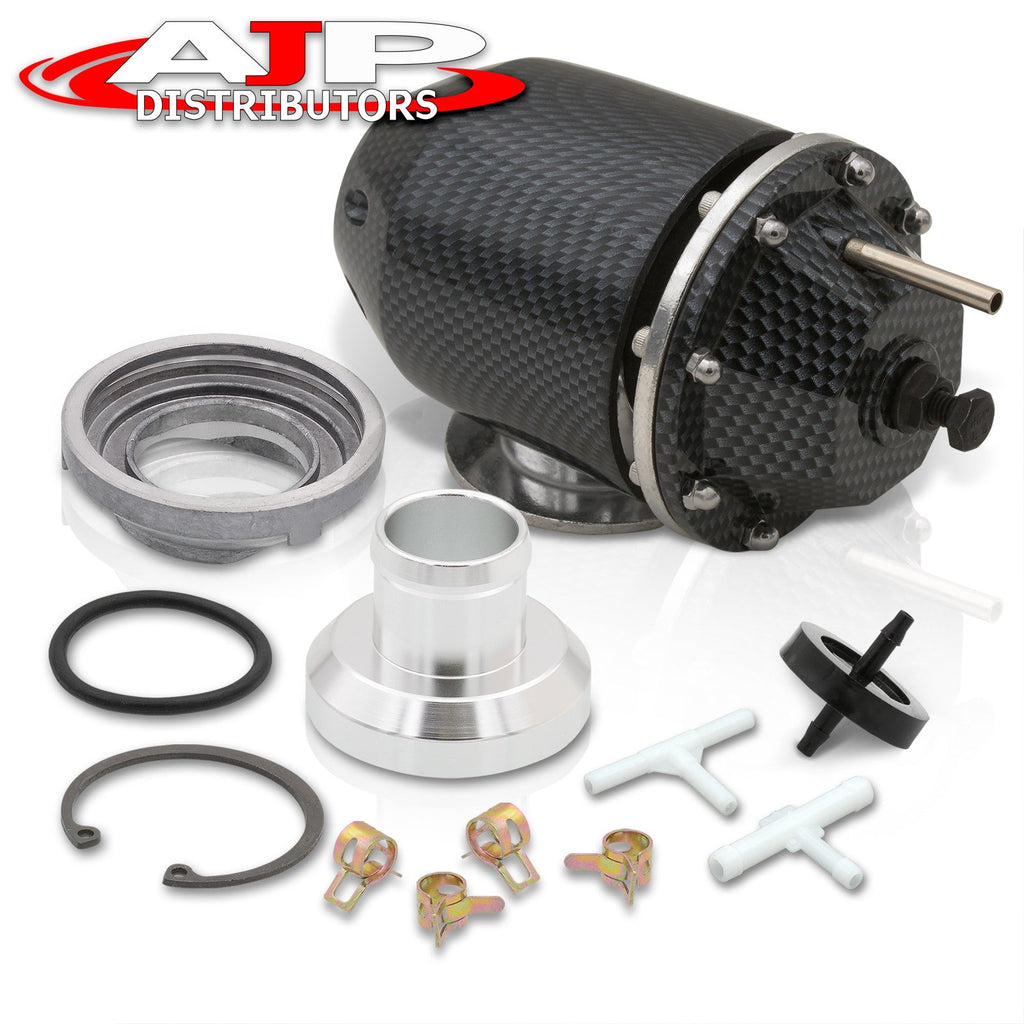 (Carbon Weldable + Valve Kit Charger Fiber) Adapter Billet SQV - Universal Blow Aluminum BOV Turbocharger Style Flange O-Ring Turbo Off