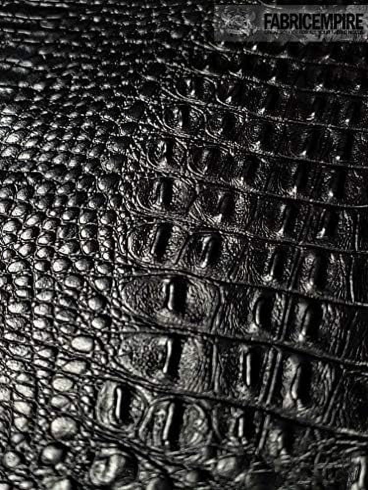 Vinyl Wide Fabric Leather Sold Black) By Yard Upholstery Glossy (SEMI Crocodile Fake 54" The