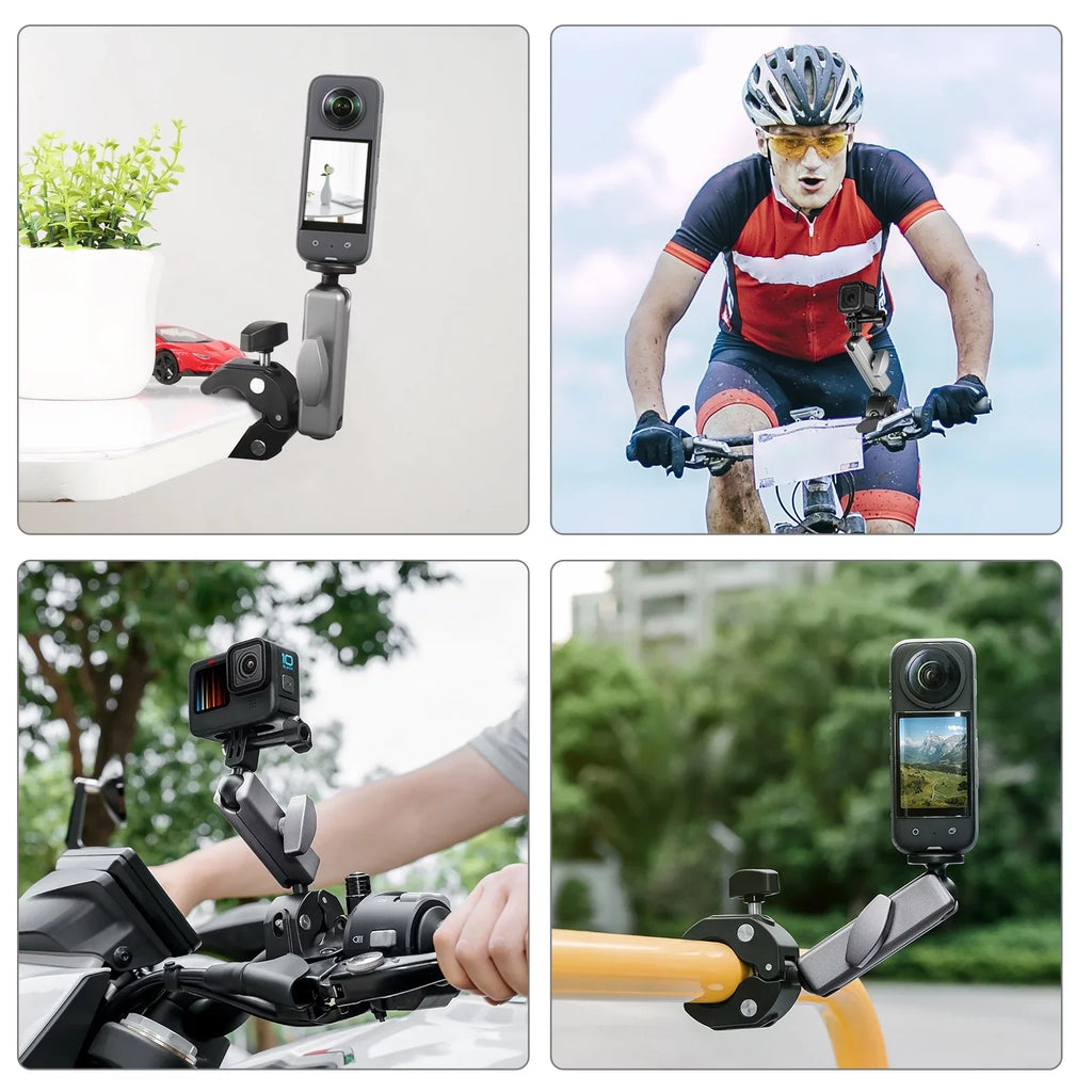 Handlebar Dual Rotatable AKASO Mount, DJI Hero PULUZ Aluminum PU867B Alloy Ball 11/10/9/8 Head, Clamp Adapter, Compatible