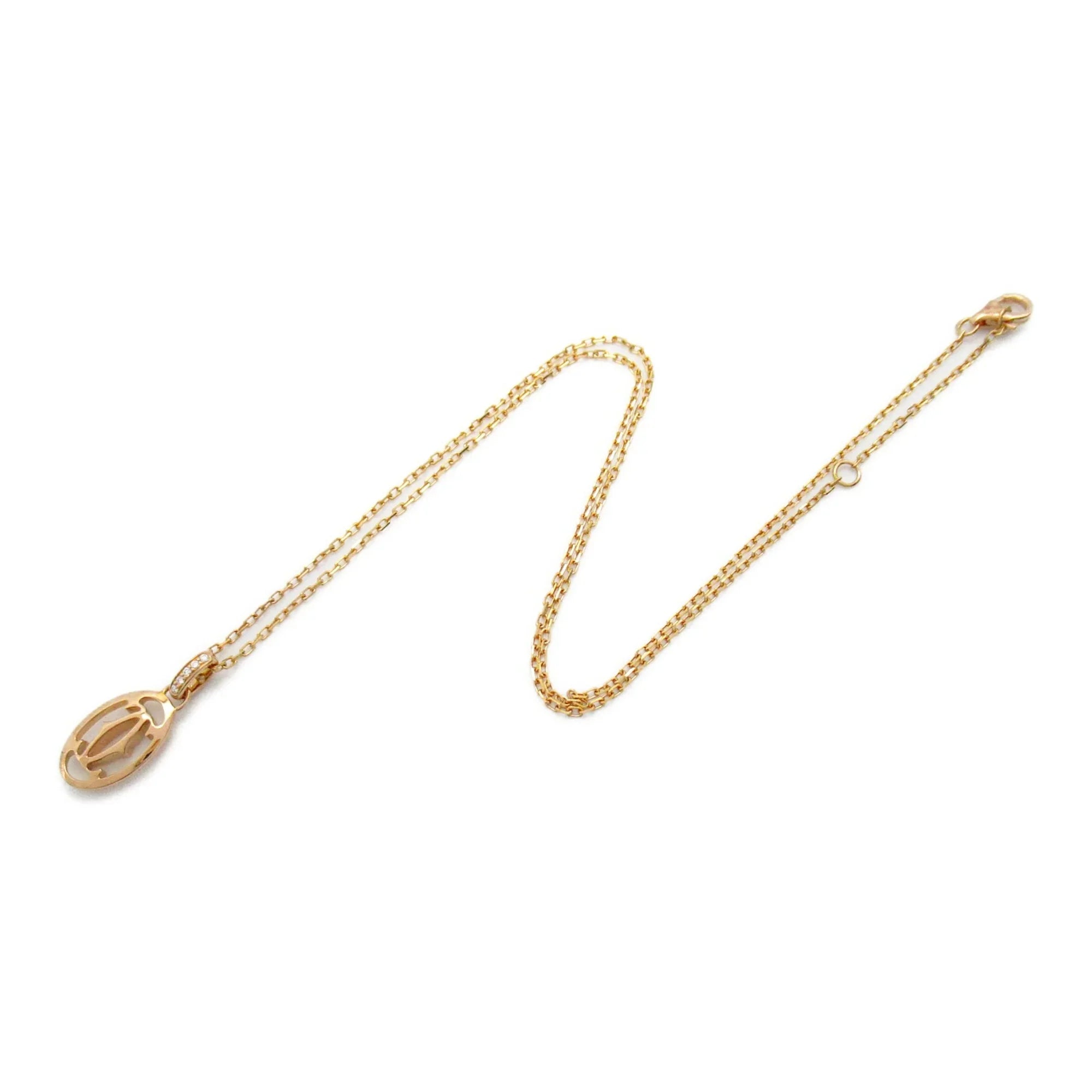 double Gold) Clear Necklace Logo Pre-Owned diamond (Good) K18PG(Rose Clear Necklace CARTIER