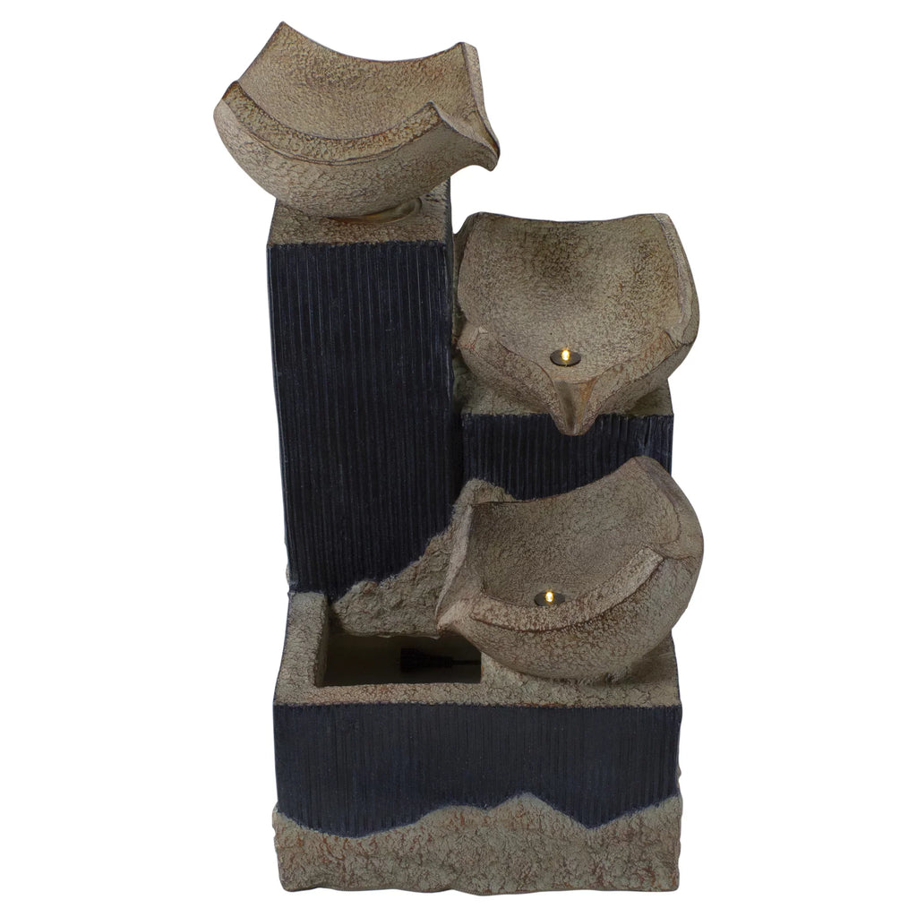 Bowl Outdoor LED Fountain 3-Tier Northlight Lighted 21" Water Cascading