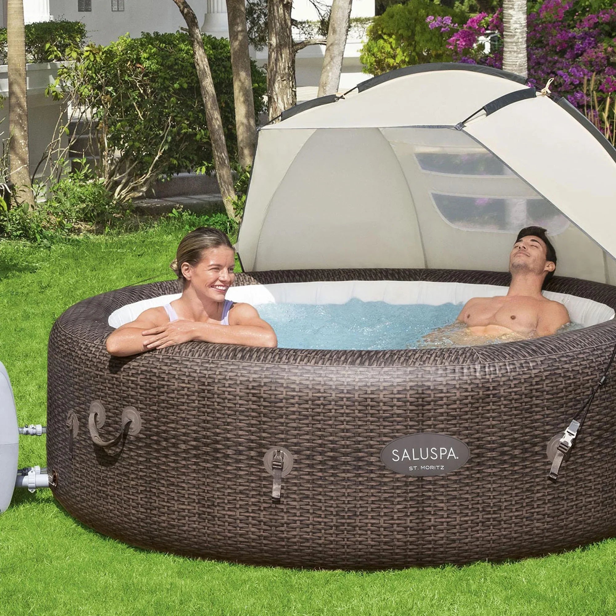 SaluSpa Inflatable Bestway with Canopy Shade Sun SaluSpa Aruba Tub Hot