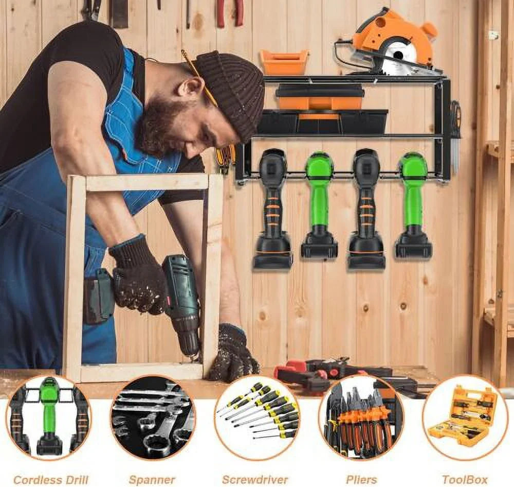 Tool Duty Heavy Utility Wall-Mounted Organizer Holder Rack Drill Storage Power