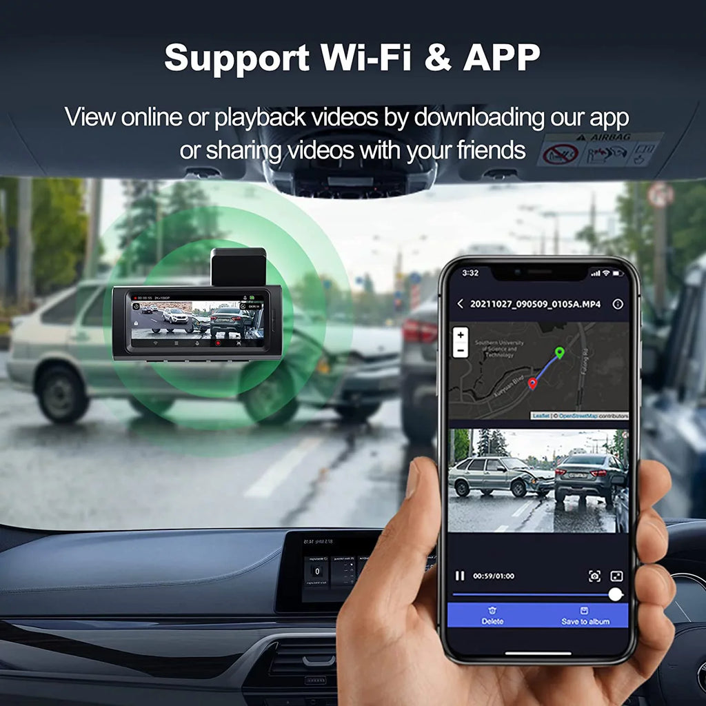 Cars 2.5K+1080P Record Front Dual G-Sensor, Super Parking Camera App Night D32 Mount, for Built-in Yeecore Vision, Dam, Control, Accident GPS, Portable and Dash Magnetic Mode, Cam Rear, Dash Dash WiFi