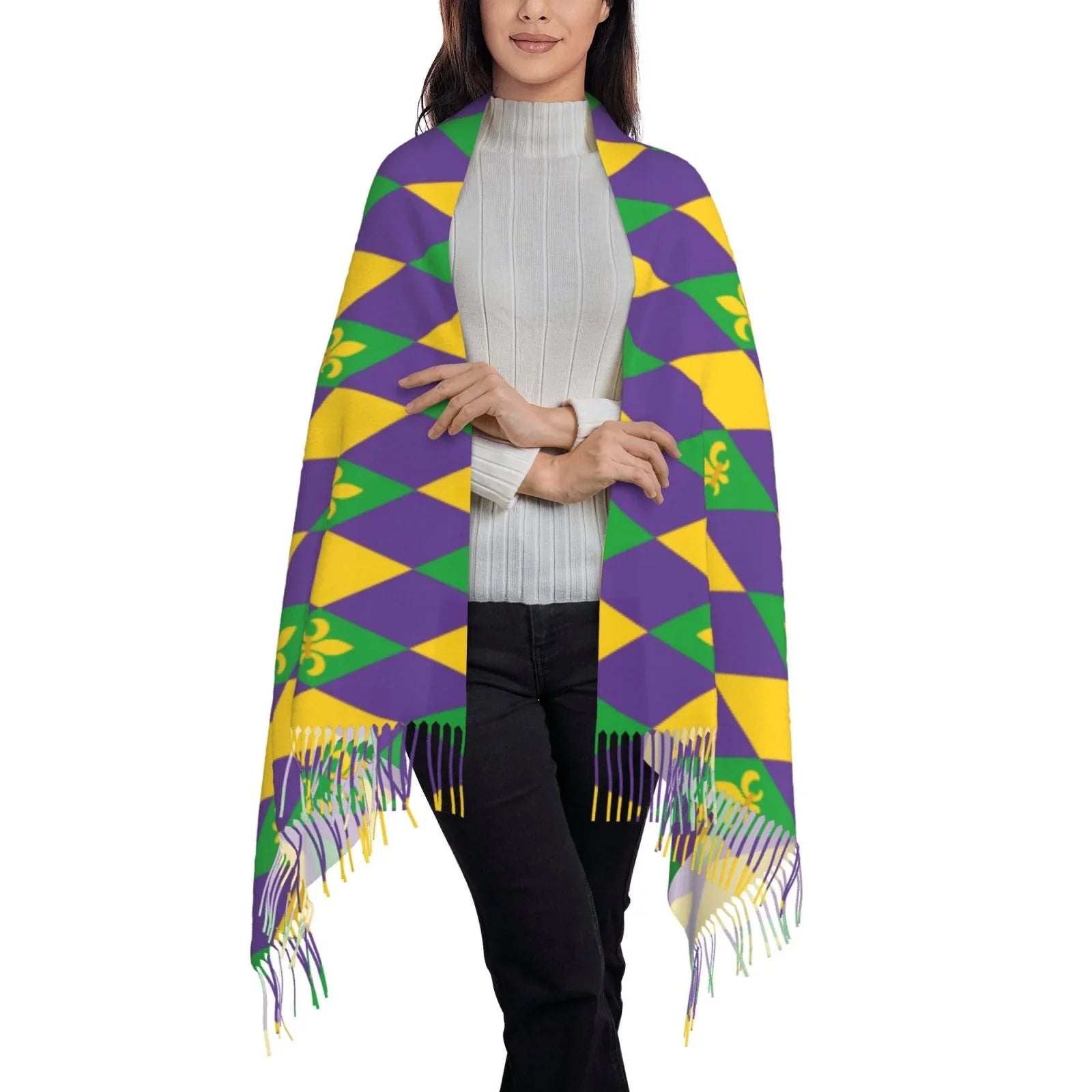 Scarf Women Soft Shawl Gras Large Art Print Winter Elegant Wrap Scarves Bingfone Feel Gifts- Mardi Warm Cashmere For