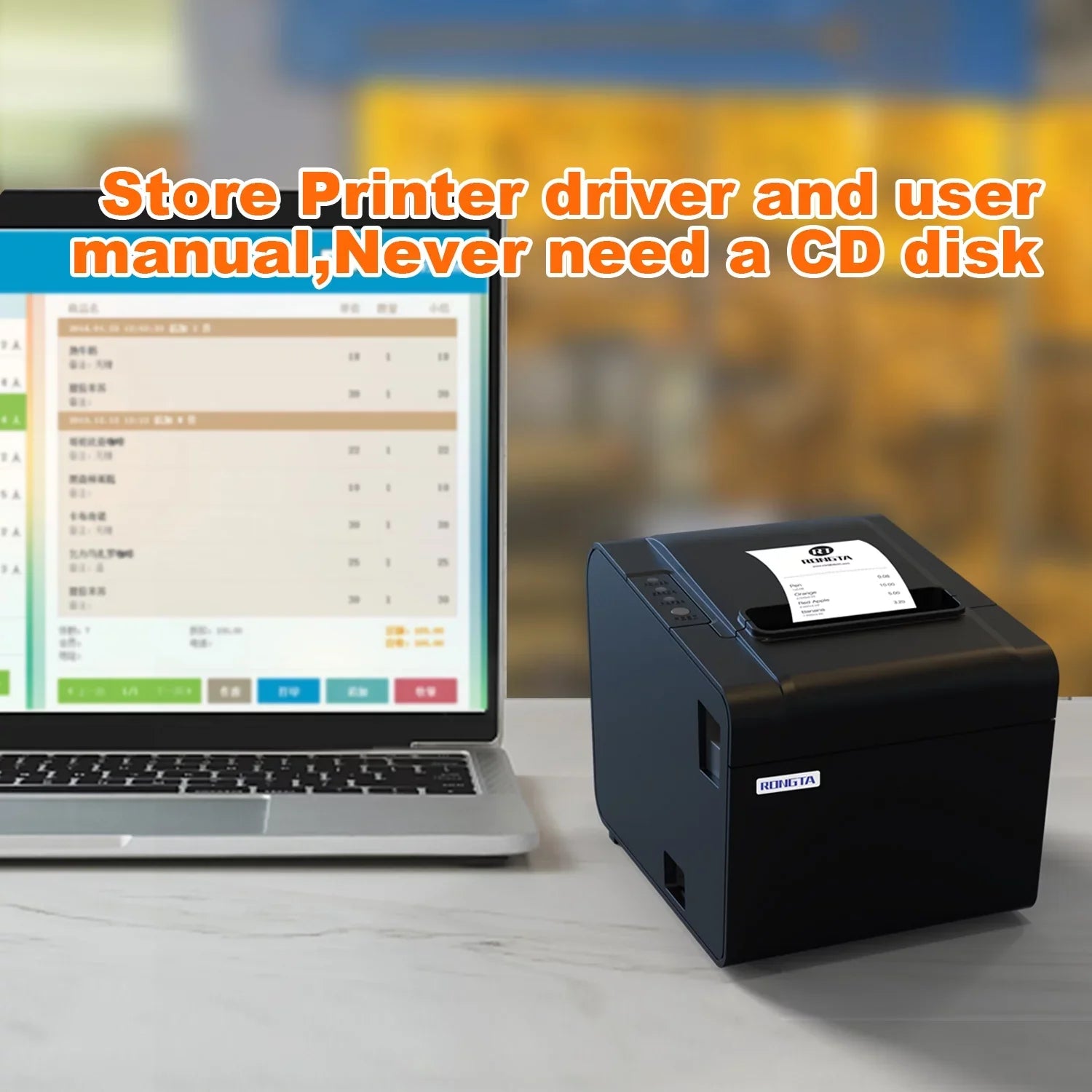 Printer, Auto Receipt Printer Drawer,USB Cash Printer, Kitchen Support with RONGTA USB Interface Optional (RP326) 80mm Cutter POS Ethernet Thermal for Restaurant Windows/Mac/Linux Serial