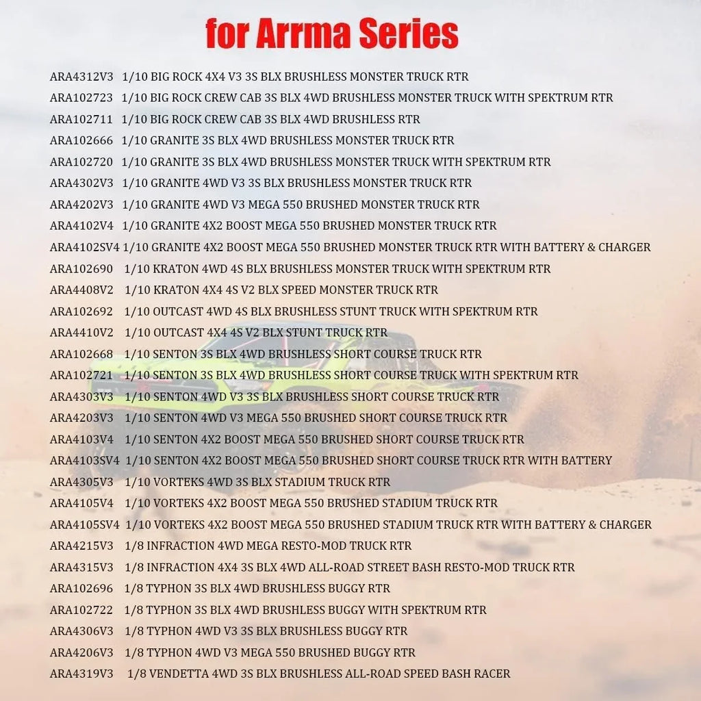 for Granite Driveshaft BLX Part Body 4s Vorteks Upgrades 3S Arrma 3S & Rock Mesimsple Center Ventta 550 Typhon Drive Outcast 1/8 Mega Kraton 3S Clips Senton Shaft 1/10 Big